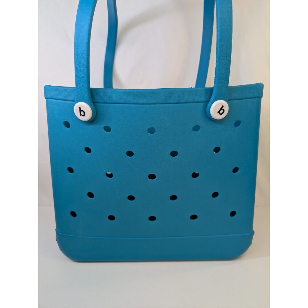 Bitty Bogg Bag Small Tote Turquoise Caicos Blue Rubber Beach Purse 11x8.5 EVA